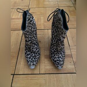 Leopard Print Women’s Ankle Boots - Brown